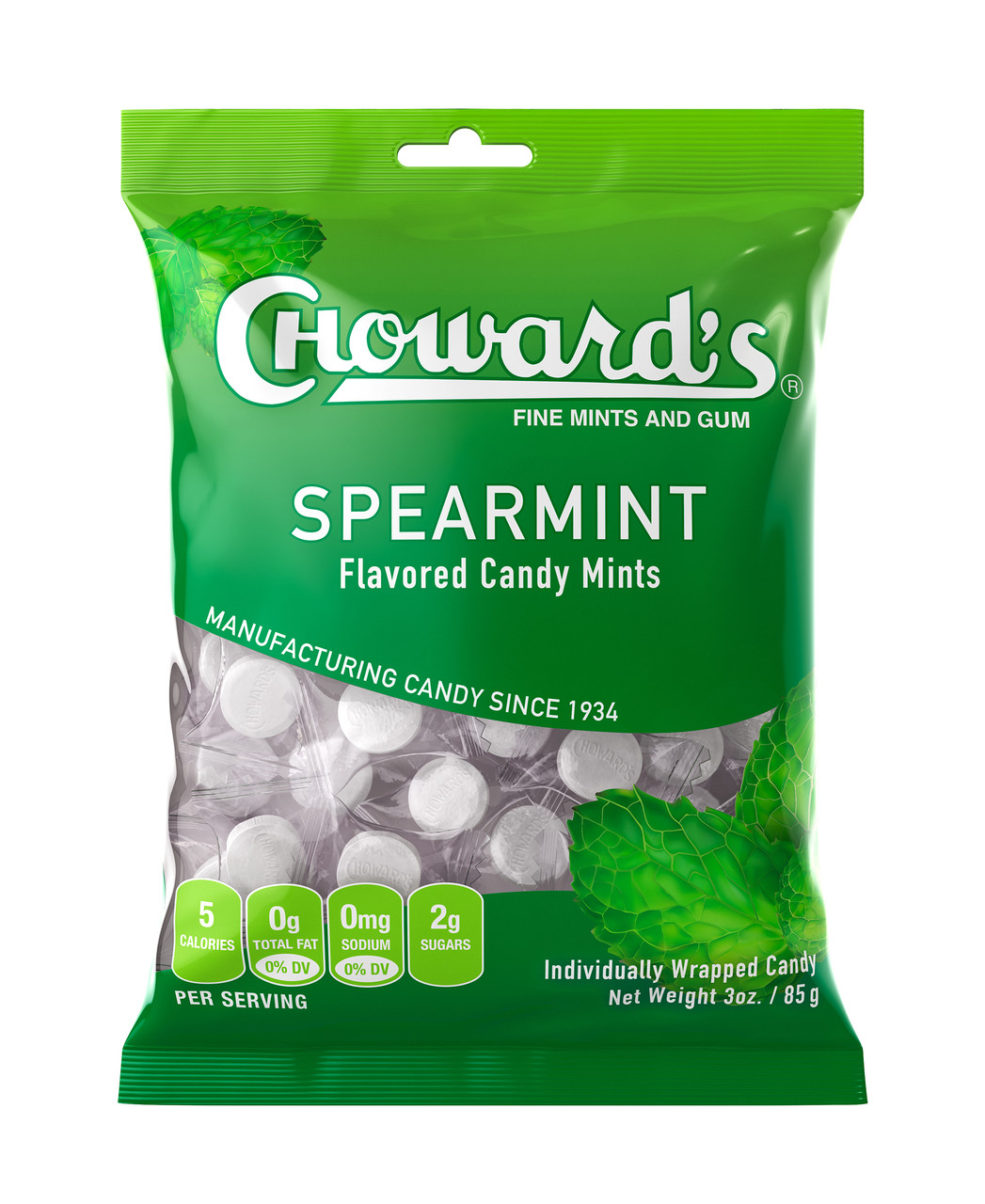 Choward's Spearmint Mints individually wrapped 3oz. package